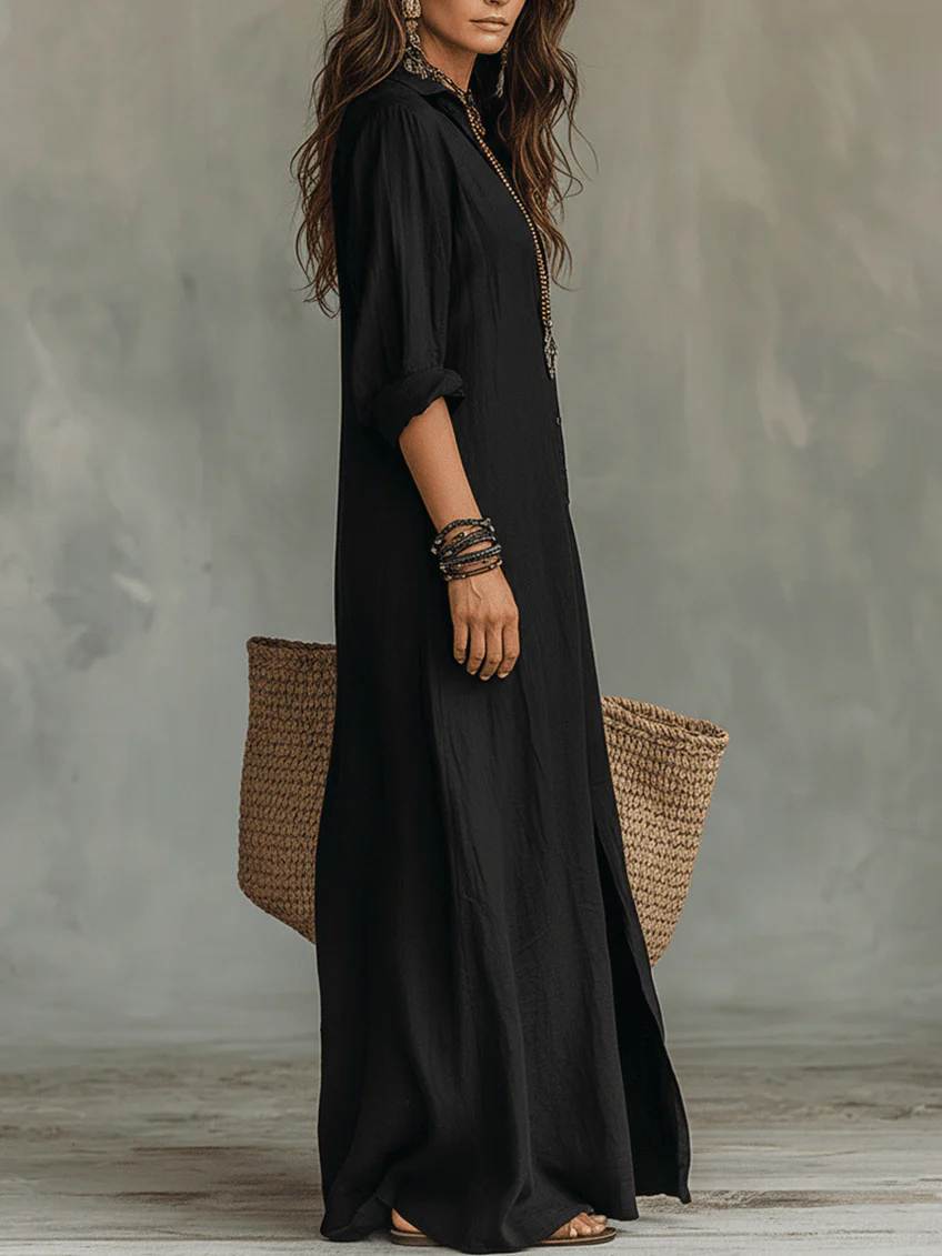 Soline | Maxi dress with buttons and relaxed V-neck