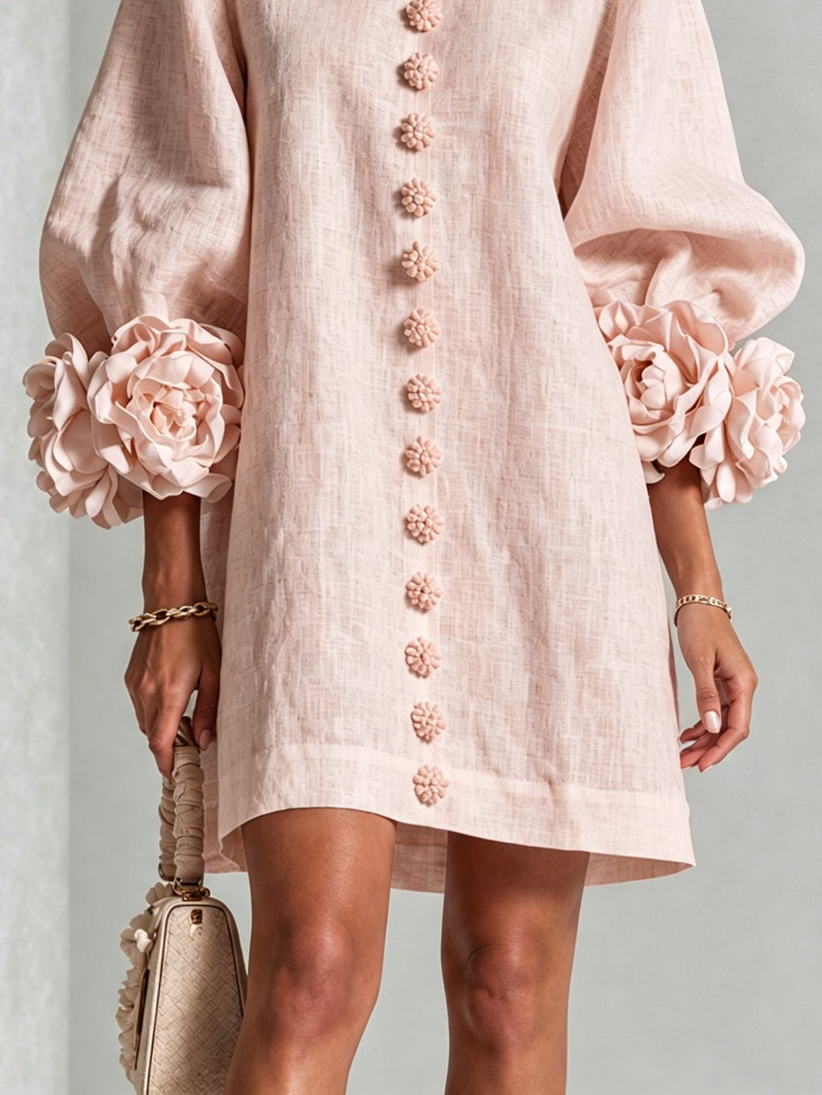 Susan™ | Loose Dress with Button Closure and Ruffled Sleeves 7
