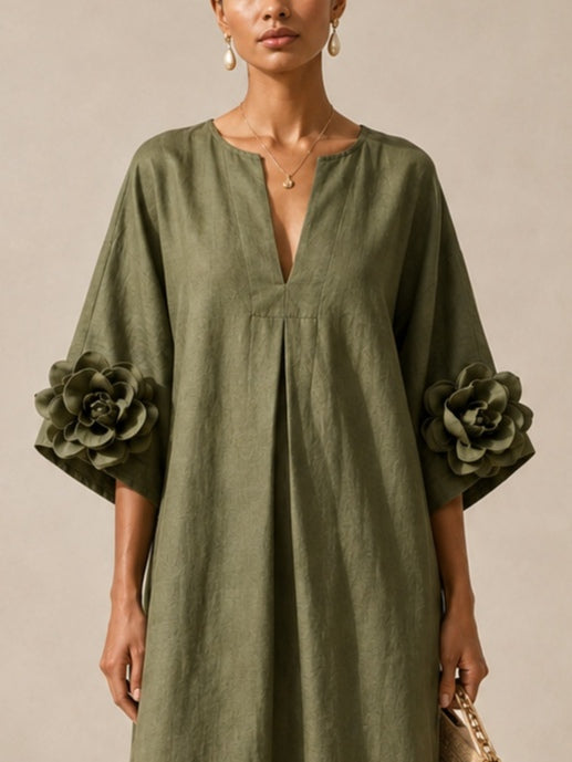 Audrey™ | Tummy-Flattering Maxi Dress with Floral Details