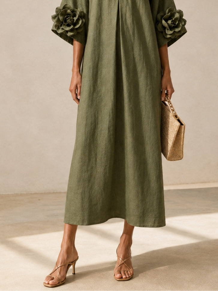Audrey™ | Tummy-Flattering Maxi Dress with Floral Details