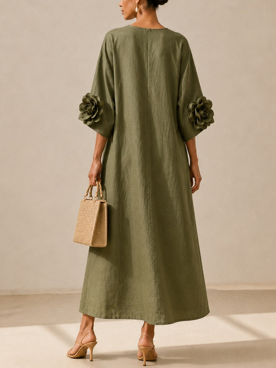 Audrey™ | Tummy-Flattering Maxi Dress with Floral Details