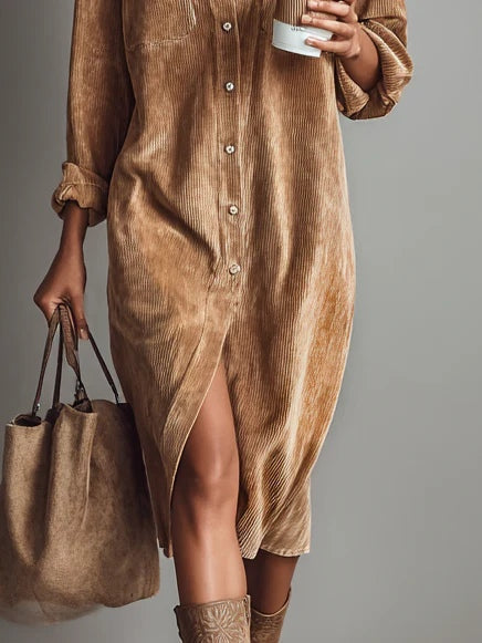 Linda™ | Elegant Tummy-Control Corduroy Midi Dress