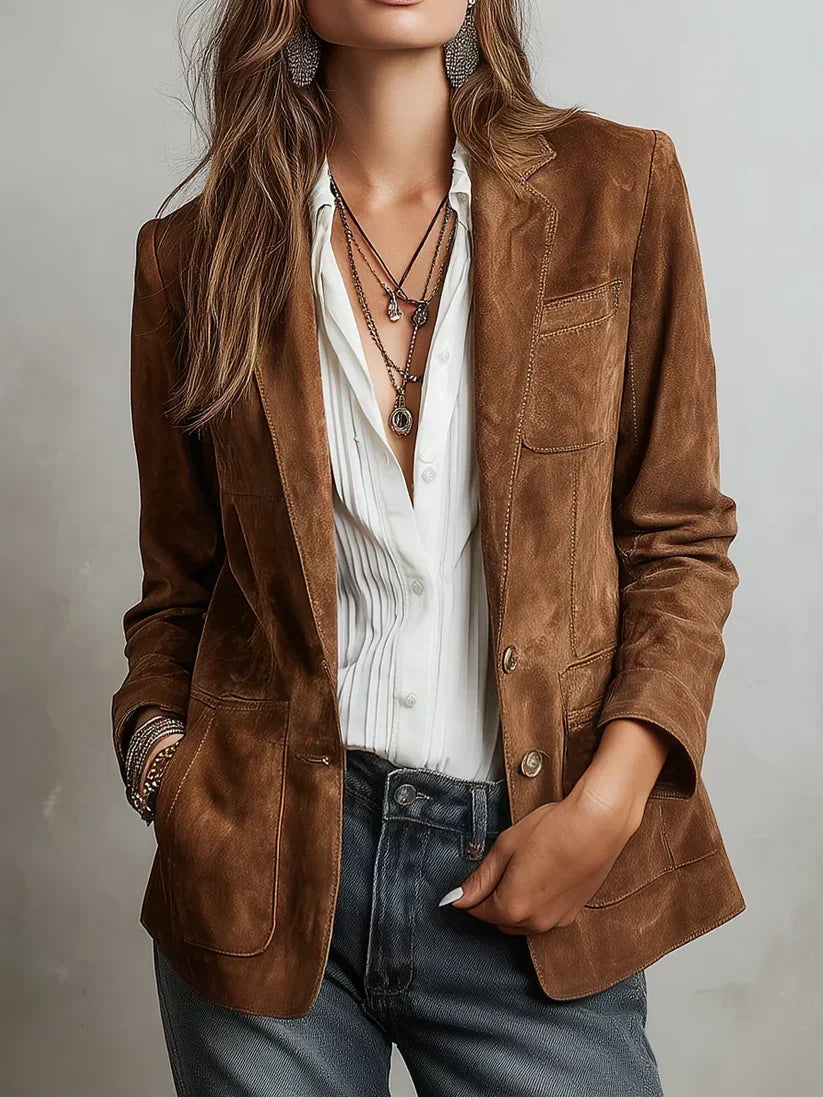Susan™ | Vintage Suede-Look Blazer