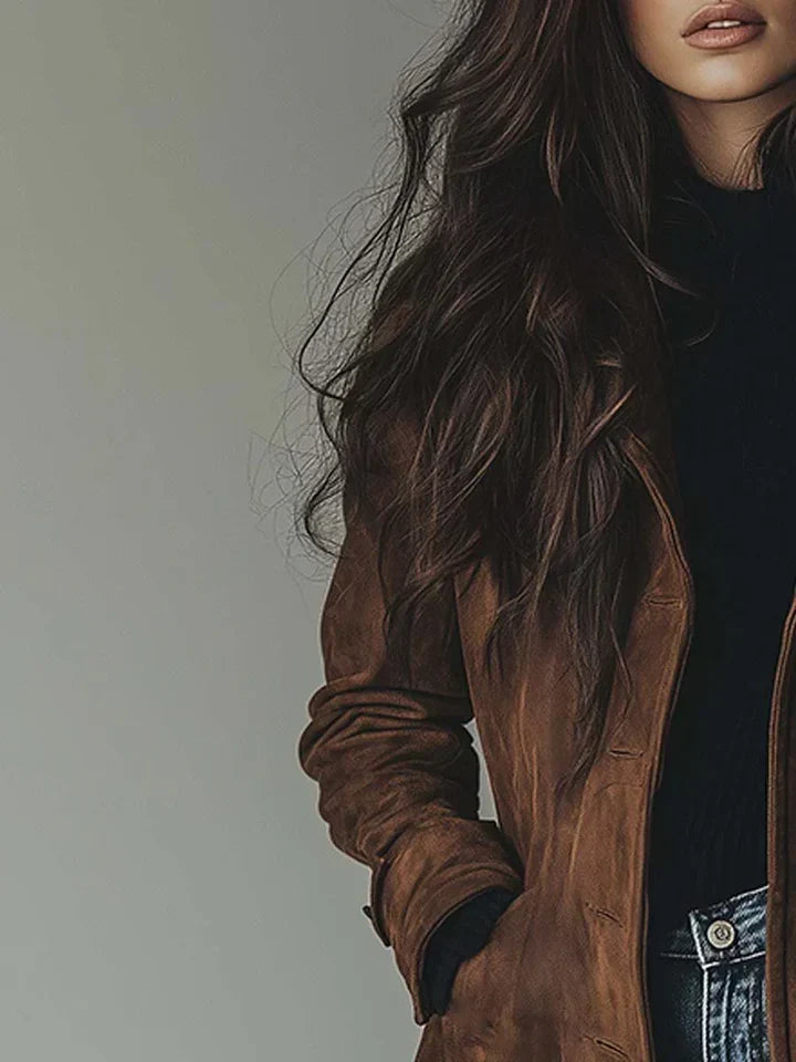 Sharon™ | Elegant Long Suede-Look Coat 2