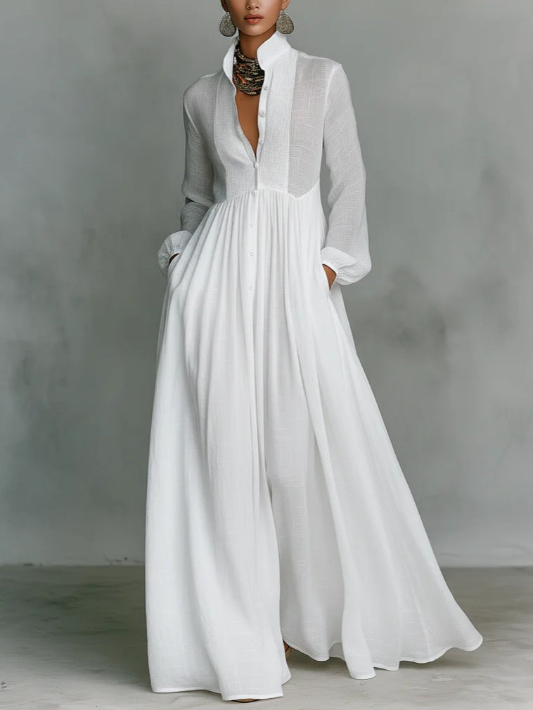 Léonie™ | Maxi minimalist dress with high neck