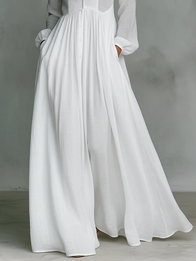 Léonie™ | Maxi minimalist dress with high neck