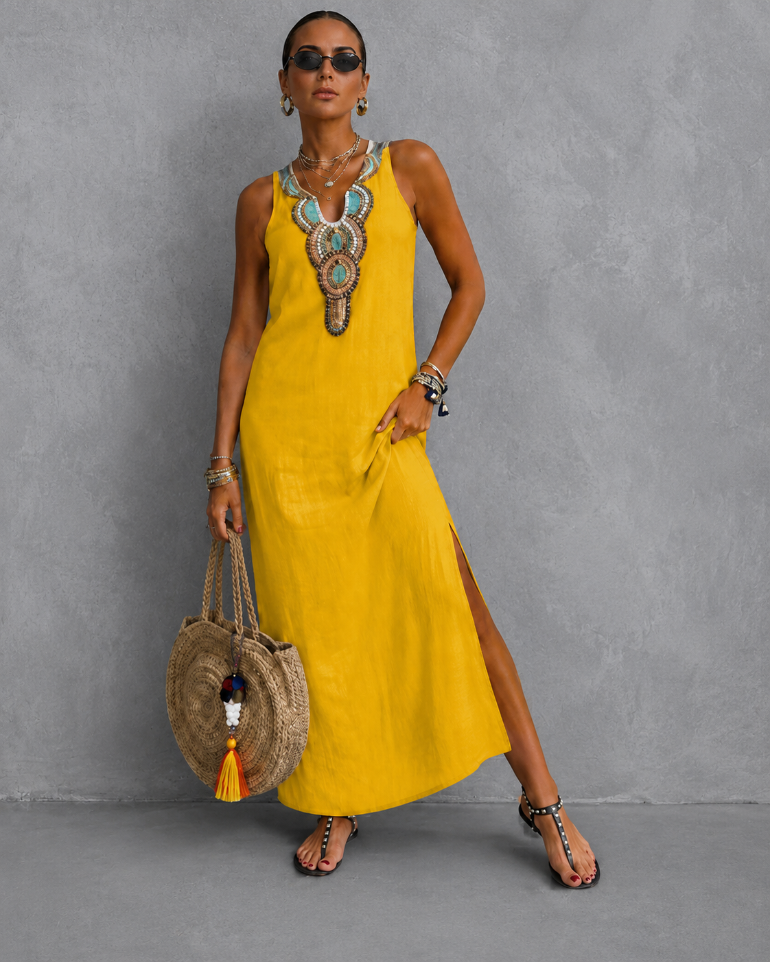 Emma™ | Belly-covering Sleeveless Maxi Dress