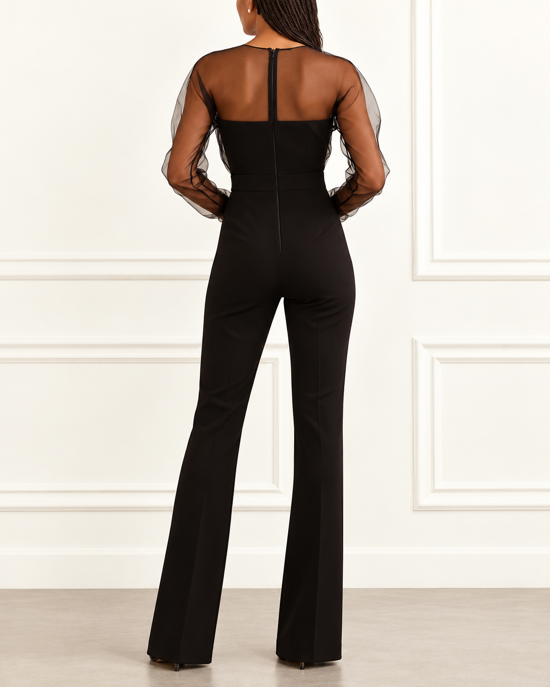 Donna™ | Elegant Jumpsuit with Sheer Mesh Sleeves