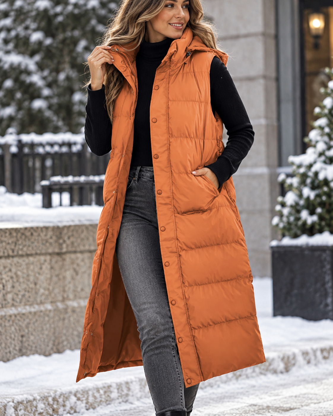 Linda™ | Long Quilted Cardigan with Hood