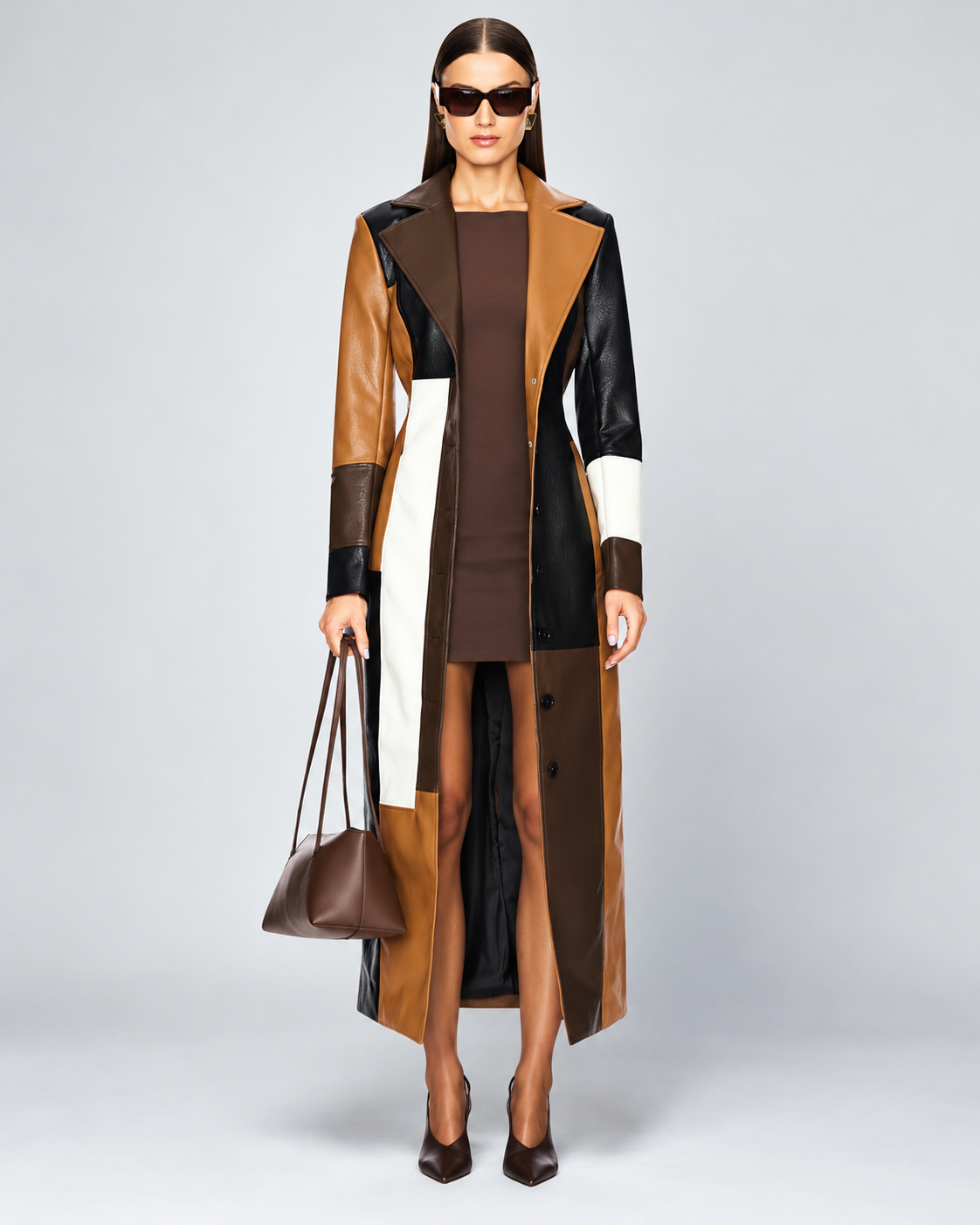 Linda™ | Elegant Long Coat with Patchwork