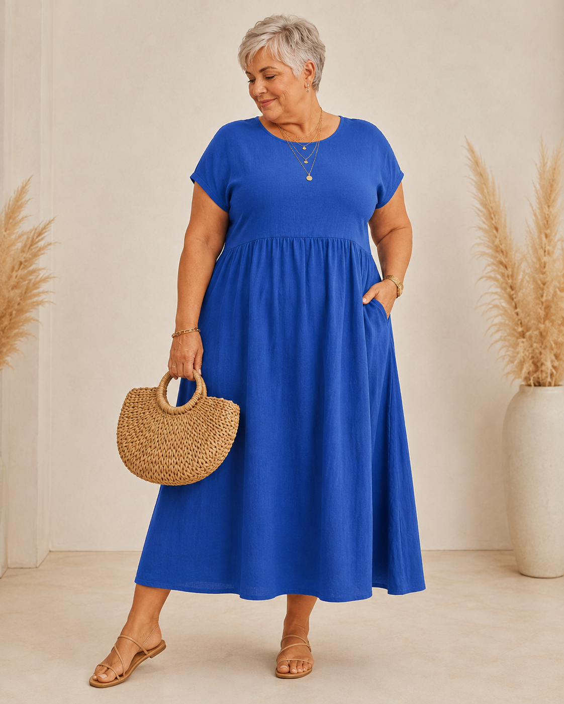 Leah™ | Tummy-Control Maxi Dress With Pockets
