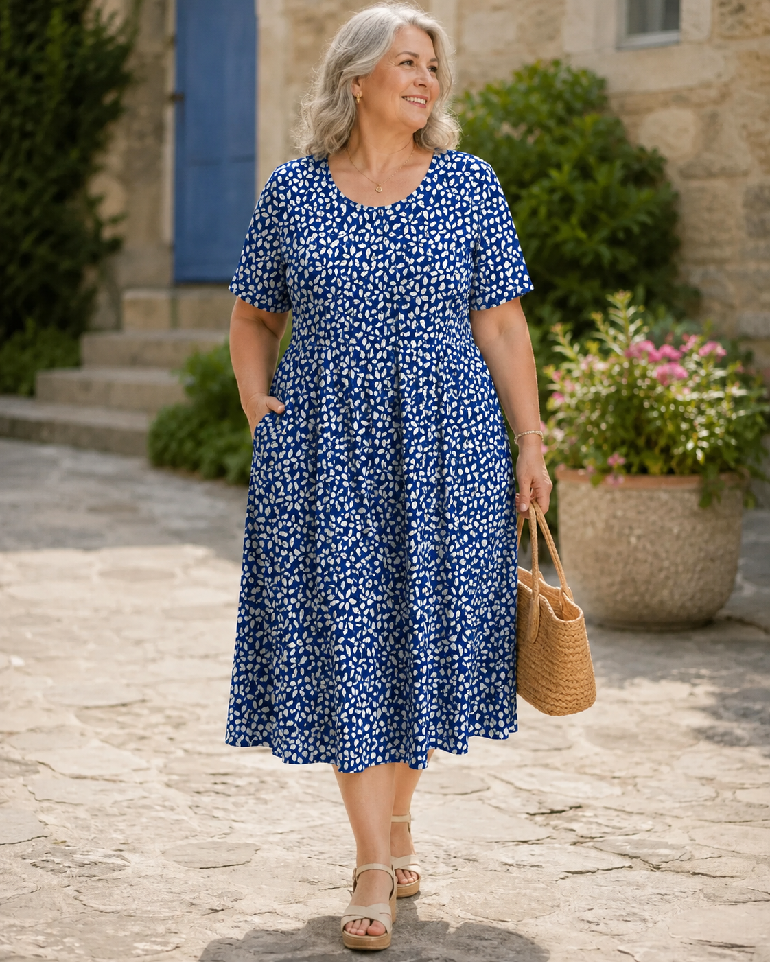 Brooklyn™ | Floral Tummy-Flattering Midi Dress