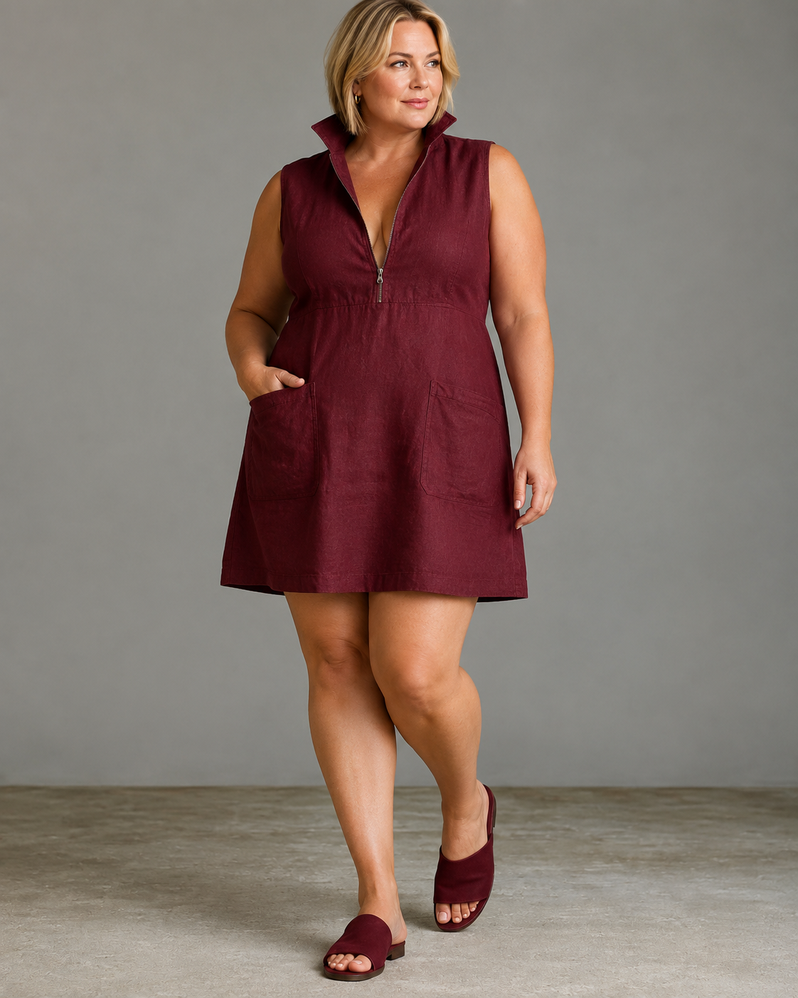 Lily™ | Casual Sleeveless Tummy-Flattering Mini Dress With Zipper