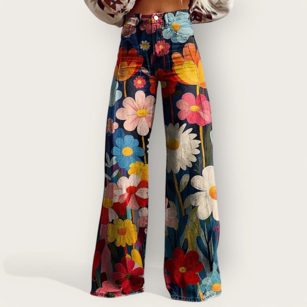 Fashionable Multicolored Wide Leg Pants