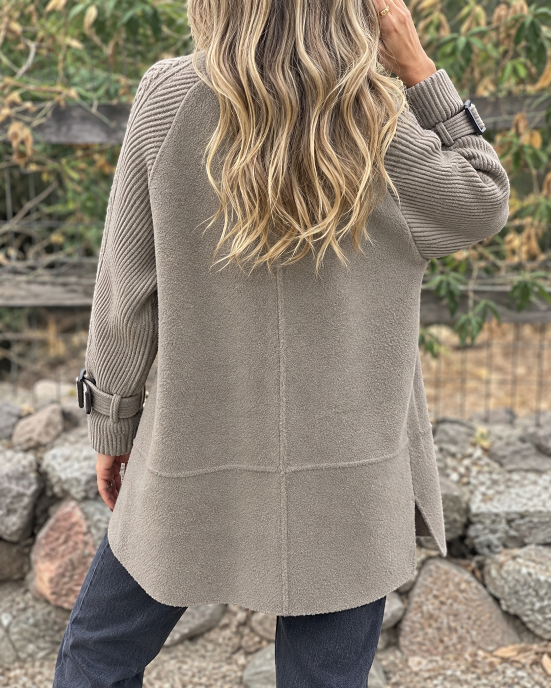Susan™ | Elegant Double-Breasted Jacket with Knitted Sleeves