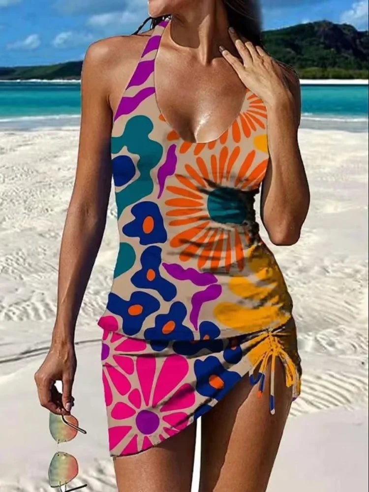 Fiesta – Graphic Floral Tankini with Shorts, Flat Tummy Effect