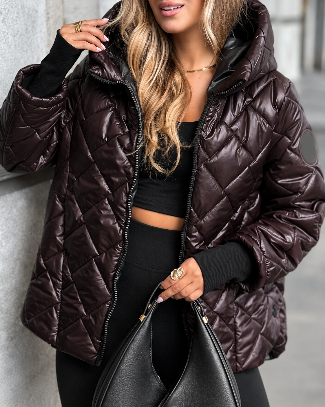 Linda™ | Quilted Jacket with Check Pattern and Hood