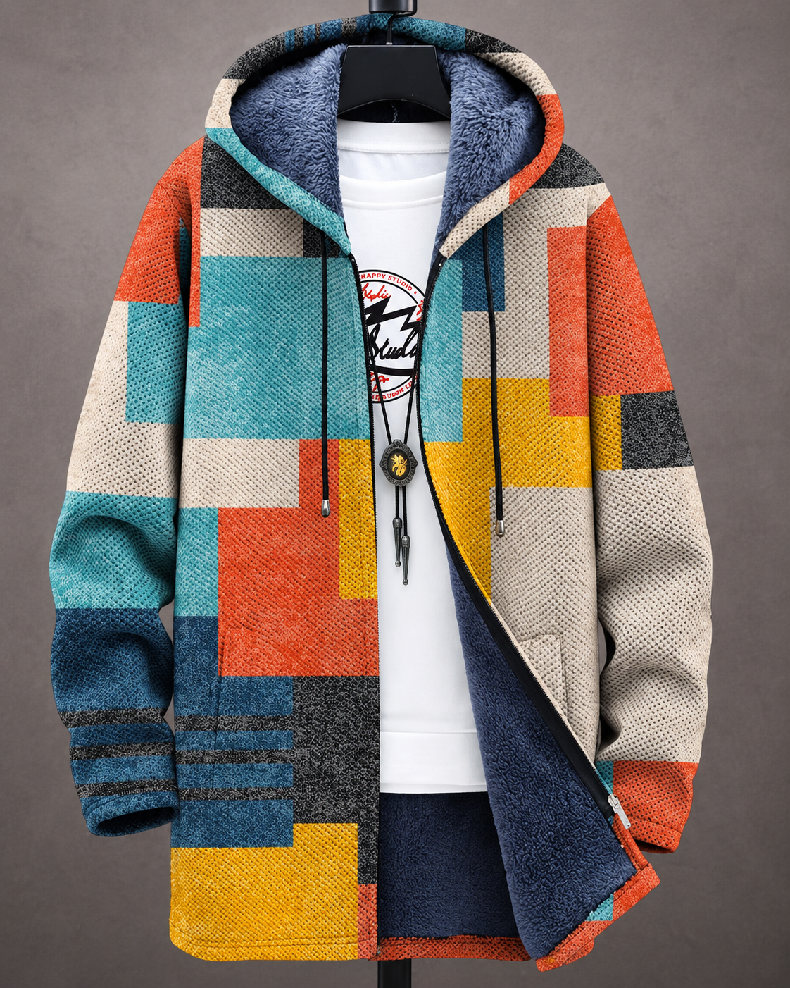 Ellie™ | Colorful Hoodie Cardigan With Geometric Print