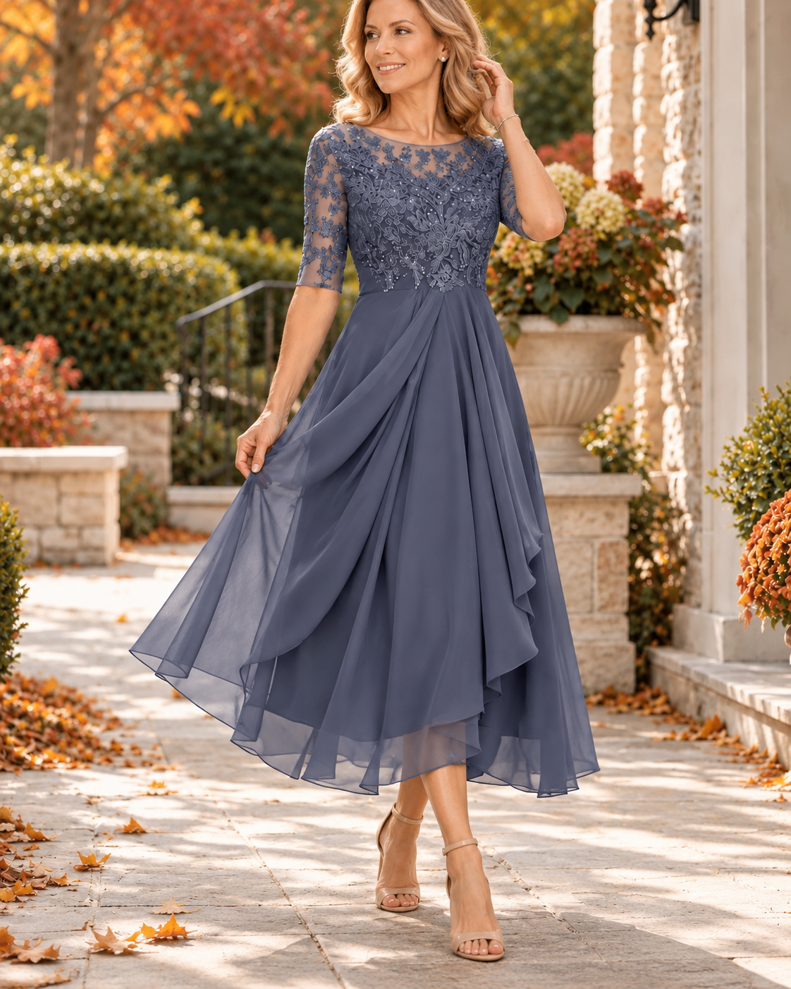 Deborah™ | Tummy-Control Lace Midi Dress