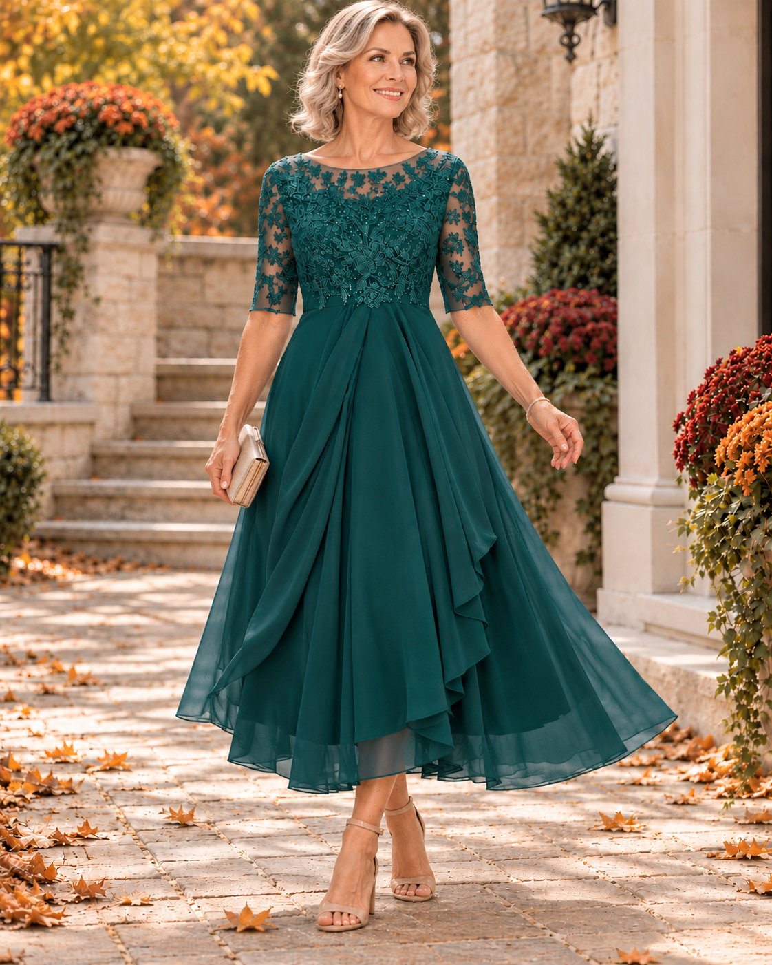 Deborah™ | Tummy-Control Lace Midi Dress