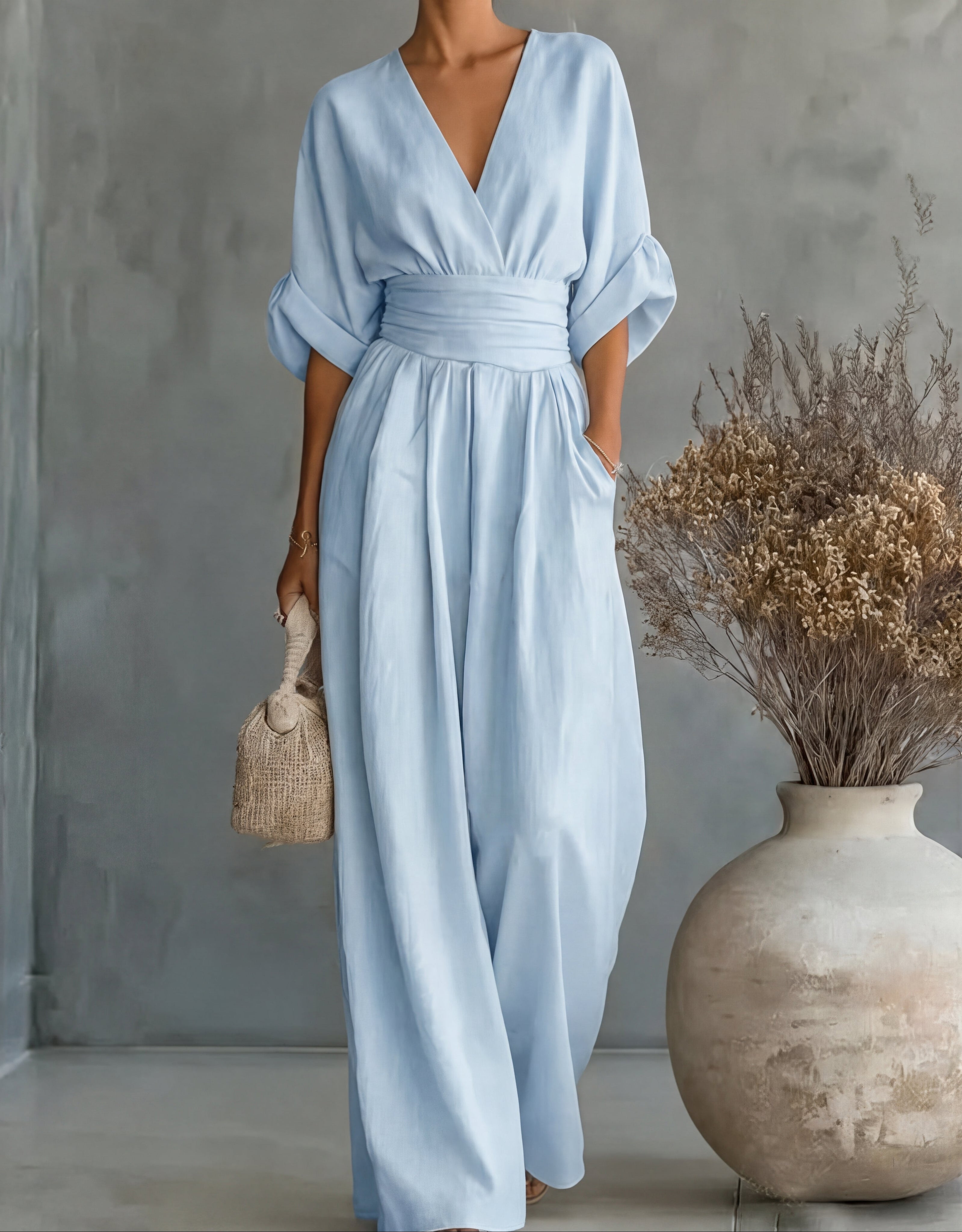 Daniela - Elegant V-neck Jumpsuit with Wide Leg