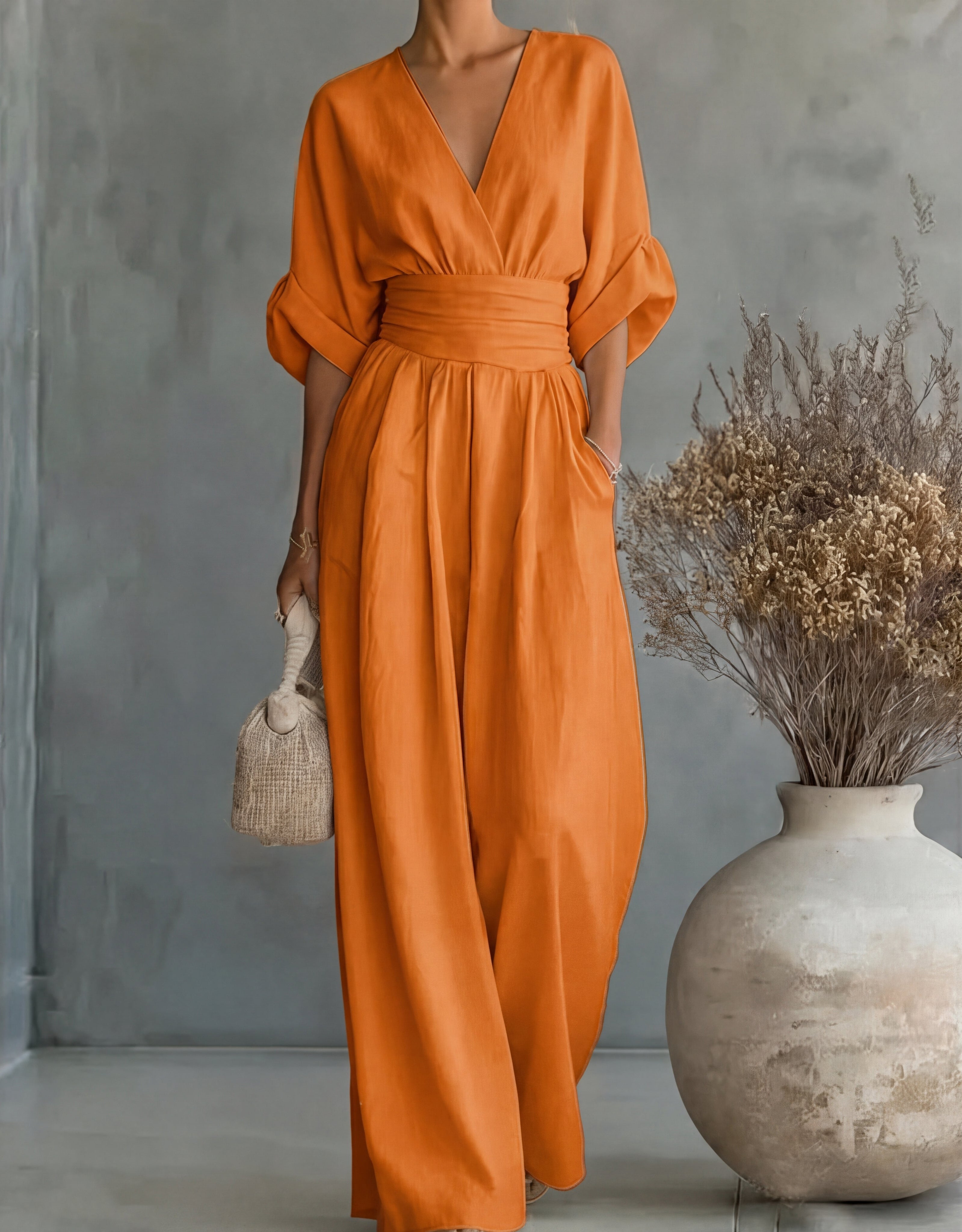 Daniela - Elegant V-neck Jumpsuit with Wide Leg