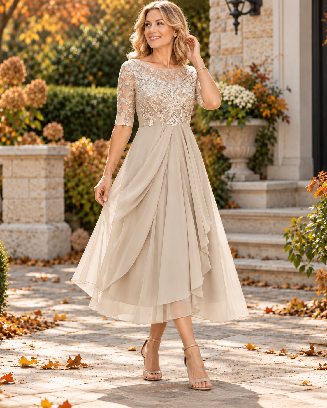 Deborah™ | Tummy-Control Lace Midi Dress