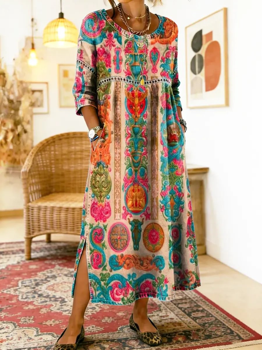 Lainey™ | Tummy-Flattering Geometric Print Dress