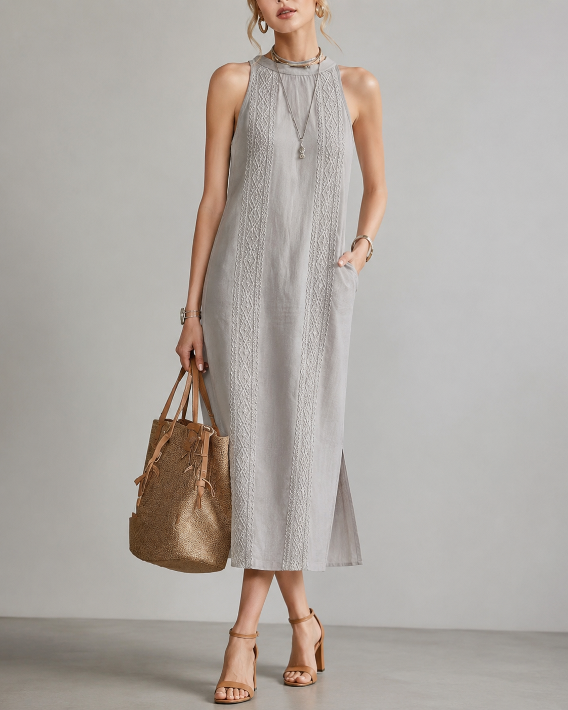 Bella™ | Elegant Sleeveless Tummy-Flattering Midi Dress
