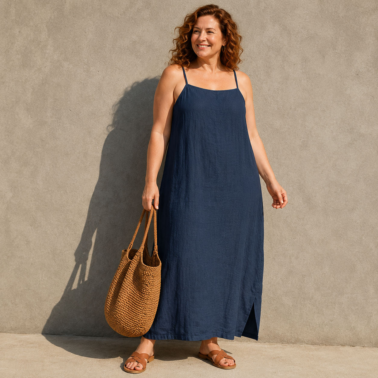 Ivara™ | Belly-Covering Linen-Look Maxi Dress