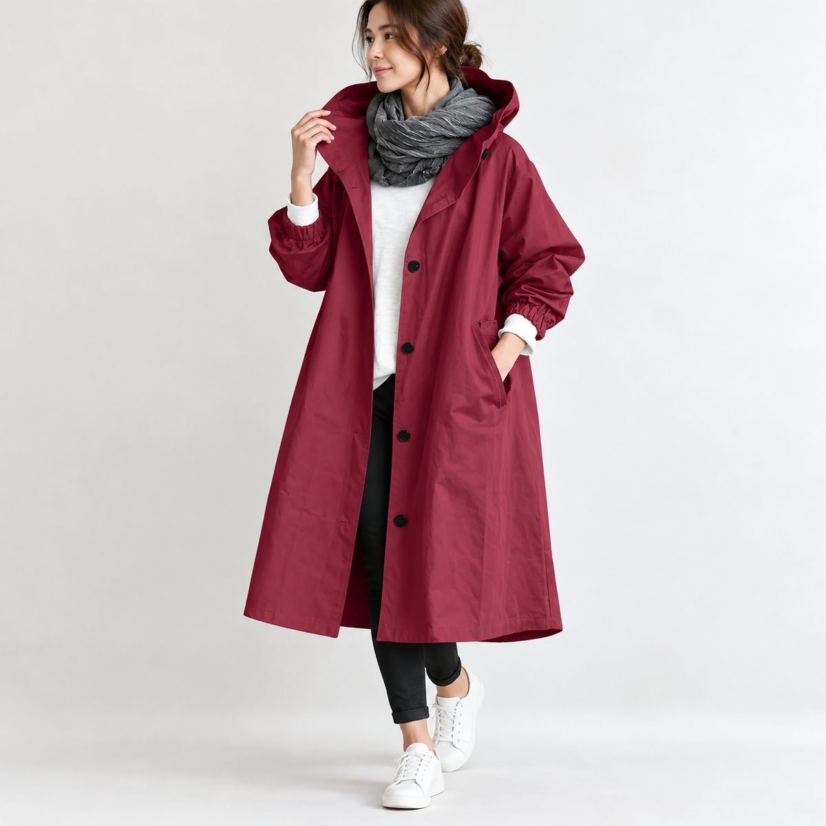 Patricia™ | Long Trench Coat with Hood