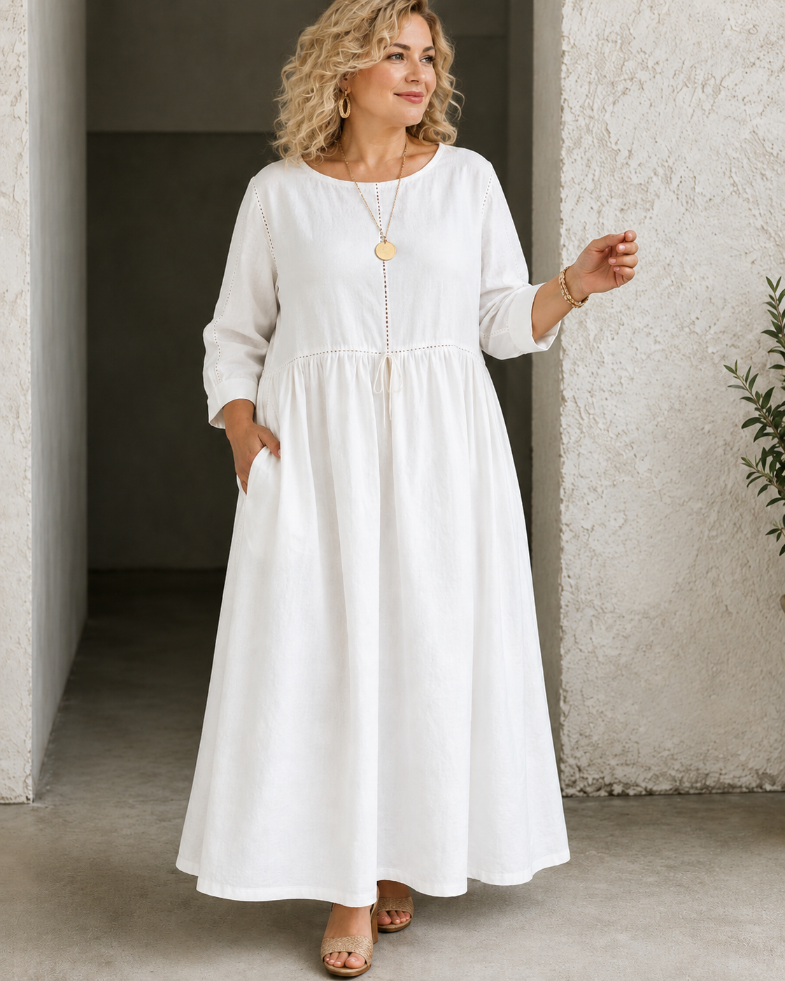 Aria™ | Belly-Flattering Denim-Look Maxi Dress
