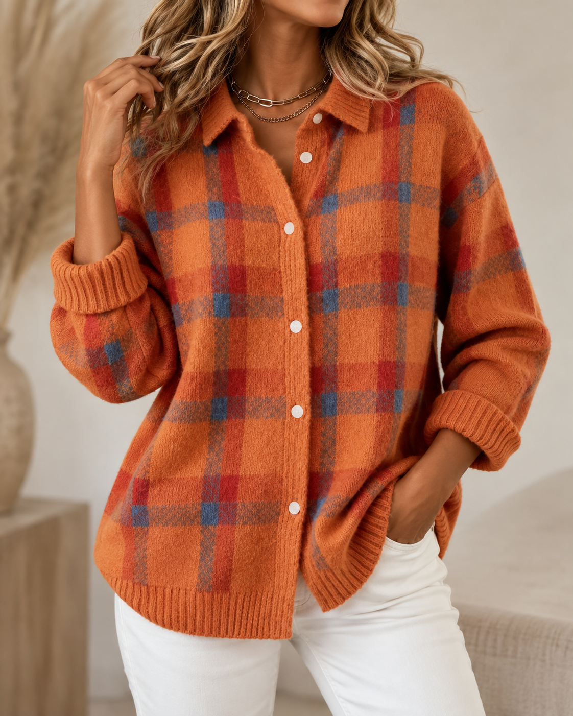 Patricia™ | Comfortable Checked Knitted Cardigan Test 2