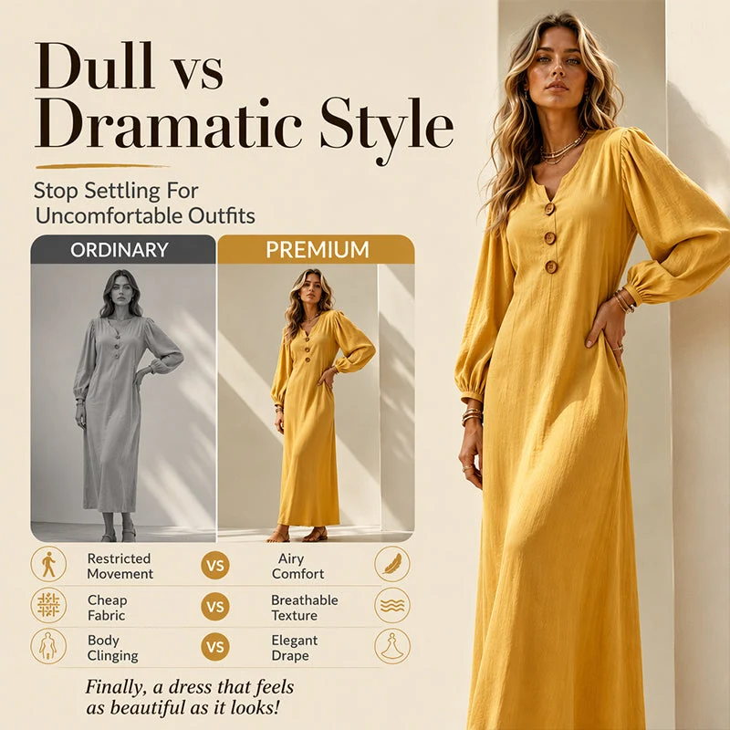 Stella™ | Tummy-Flattering Maxi Dress with V-Neck and Pockets