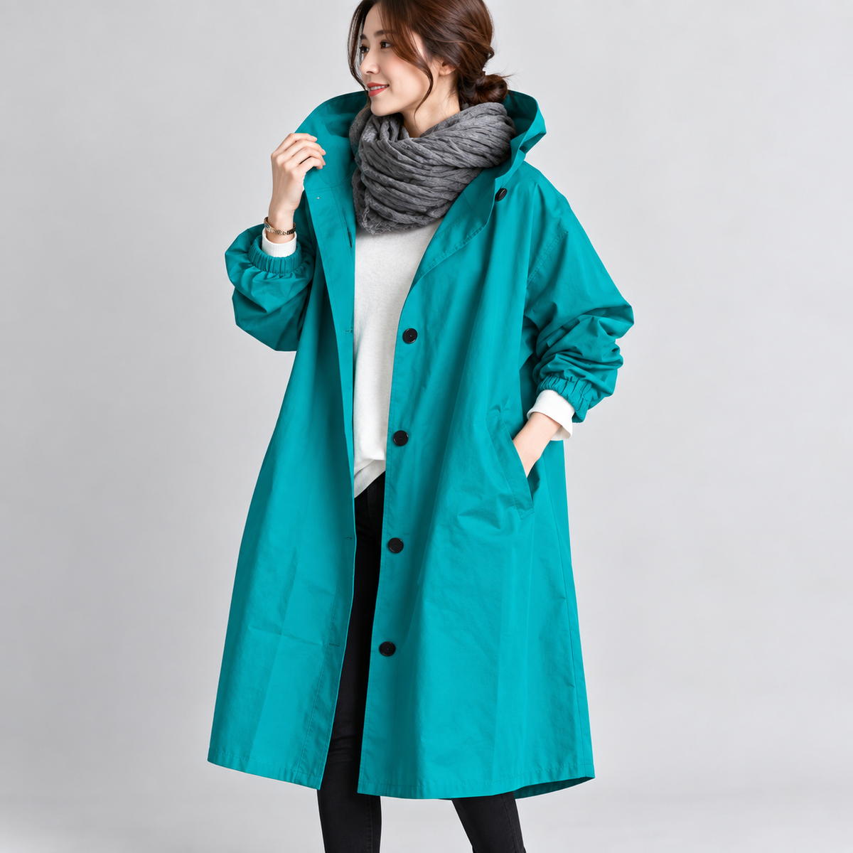 Patricia™ | Long Trench Coat with Hood