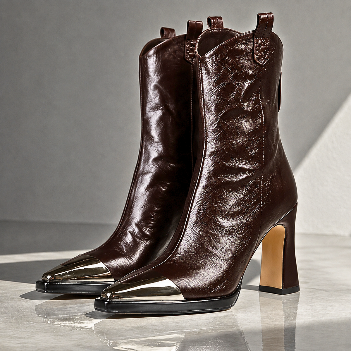 James™ | Orthopedic Leather Ankle Boots with Block Heel