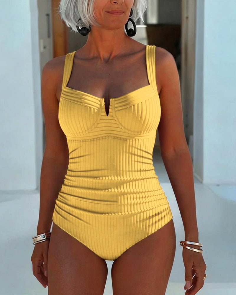 One Piece Spaghetti Strap Square Neckline