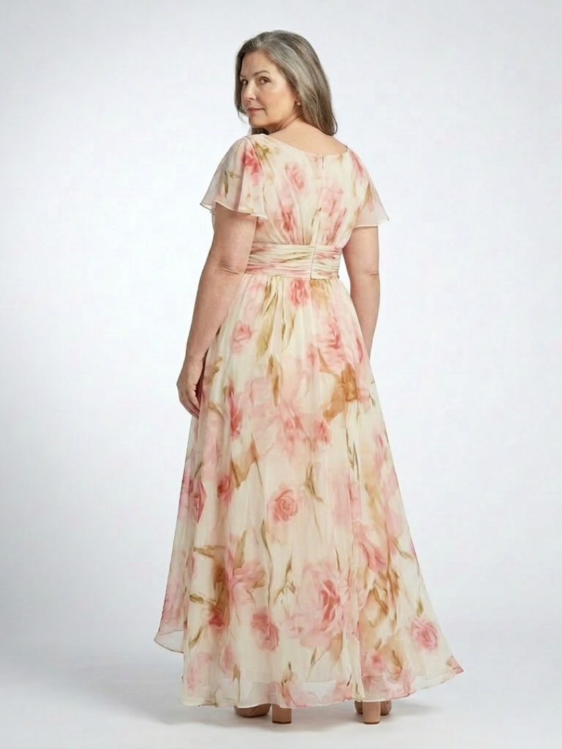 Elara™ | Tummy-Flattering Floral Maxi Dress