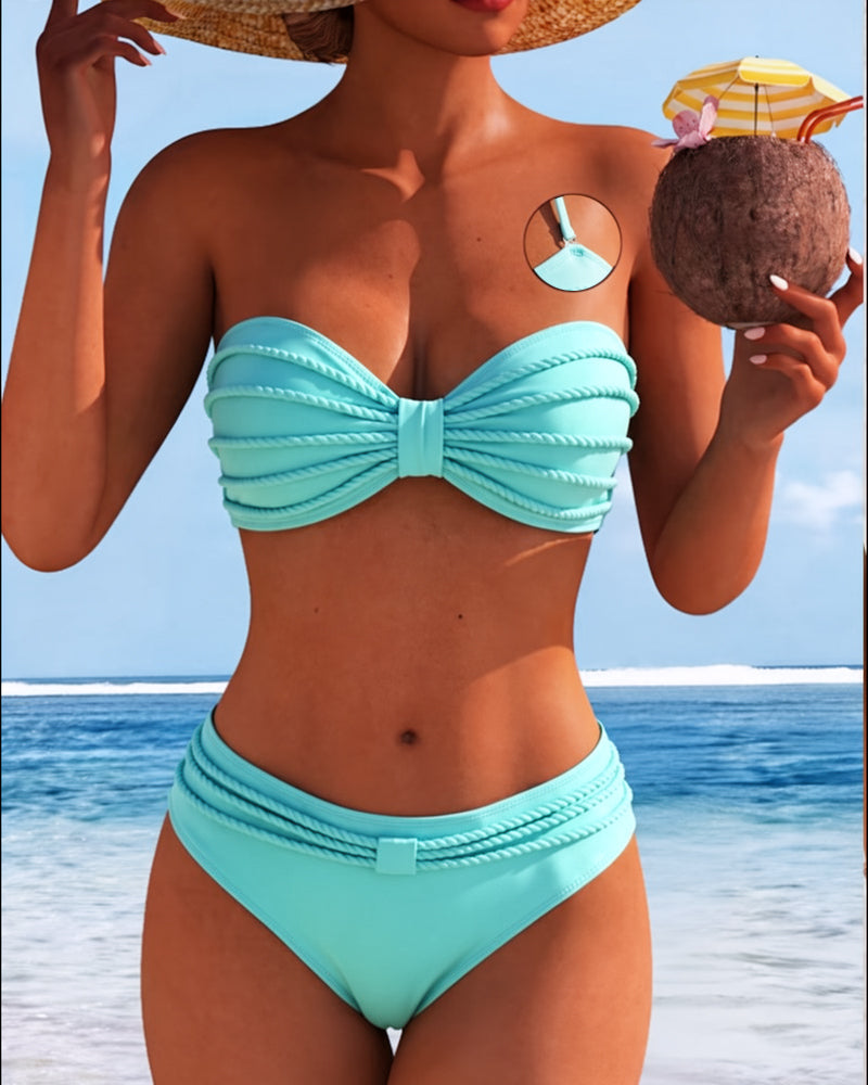 Solid Color Knotted Neck Bikini