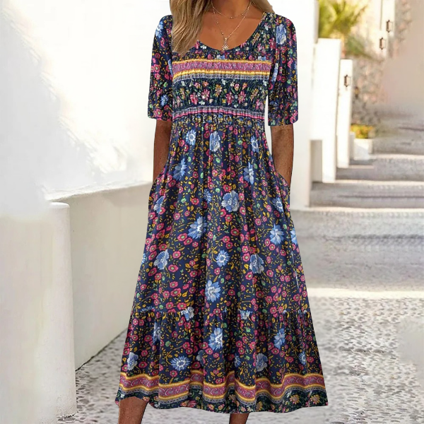 Wren™ | Tummy-Flattering Floral Patchwork Dress