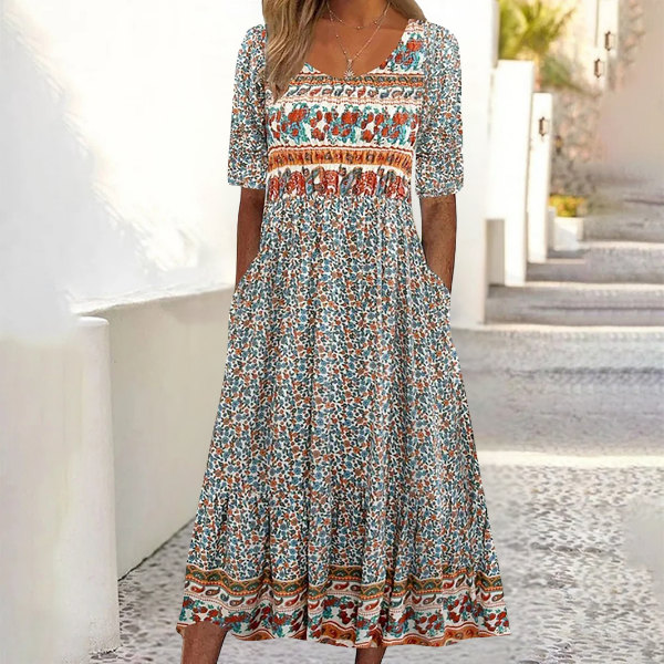 Lyric™ | Tummy-Flattering Vintage Print Maxi Dress