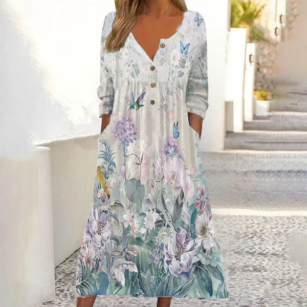 Nina™ | Tummy-Flattering Botanical Maxi Dress