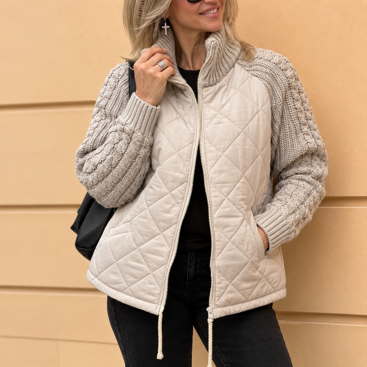 Karen™ | Warm Padded Jacket with Knitted Sleeves