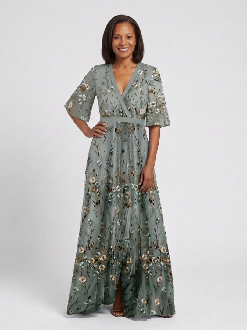 Evadne™ | Tummy-Flattering Floral Maxi Dress