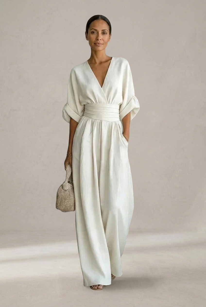 Daniela - Elegant V-neck Jumpsuit with Wide Leg