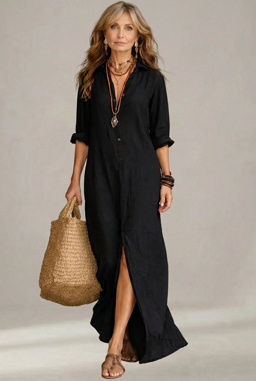Soline | Maxi dress with buttons and relaxed V-neck