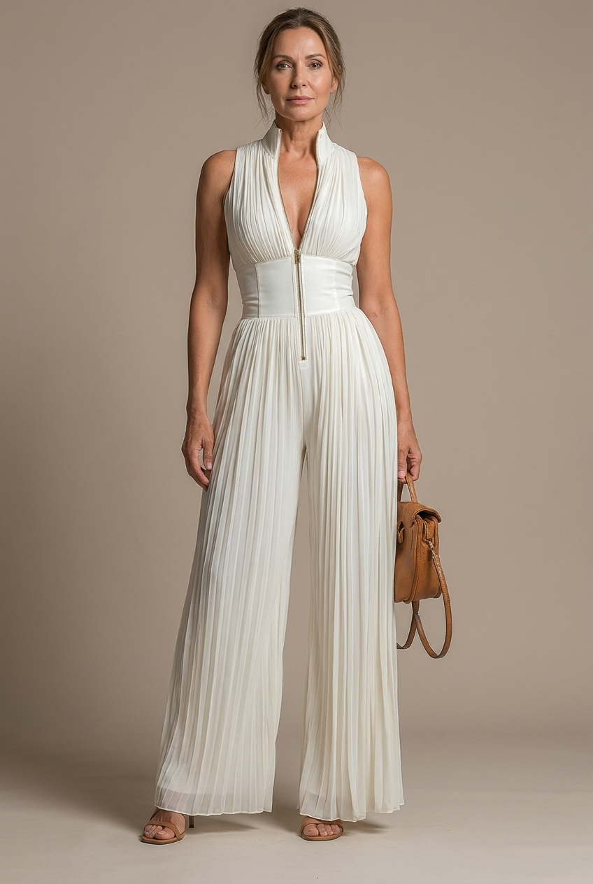 Lucía | Pleated Chiffon Jumpsuit