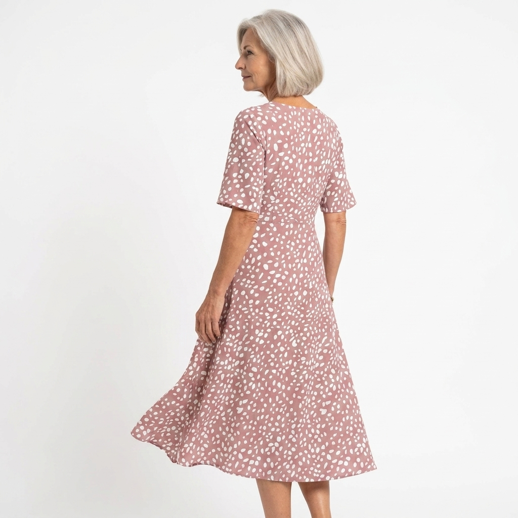 Colette | Fluid midi dress with polka dot print and slimming effect
