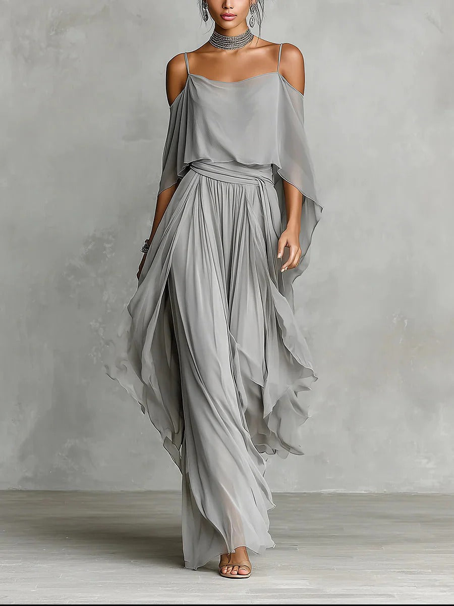 Olivia | Chiffon Set in Gray