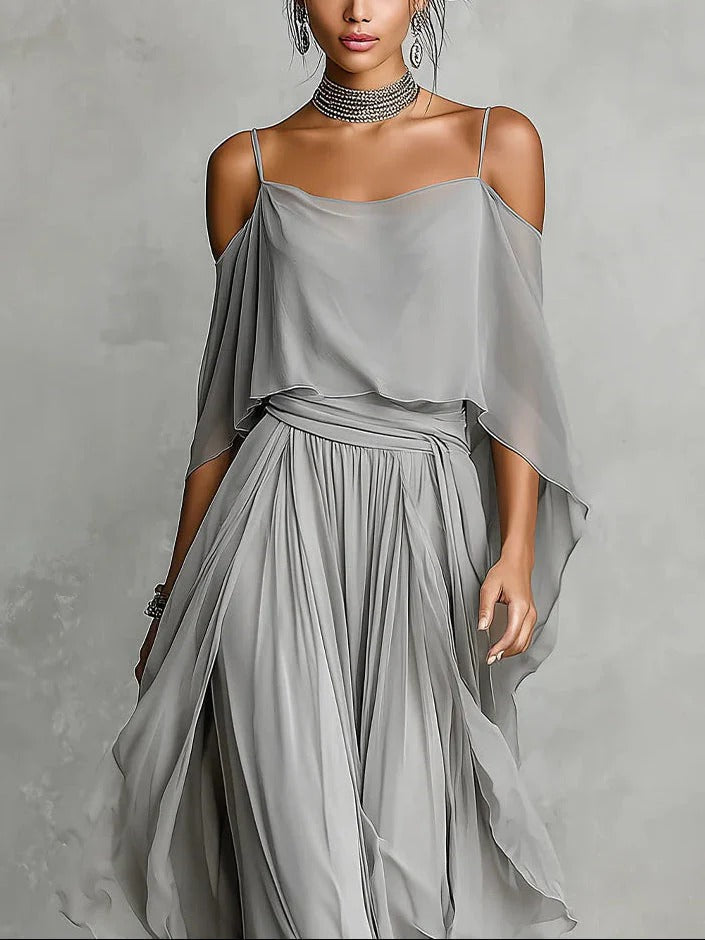 Olivia | Chiffon Set in Gray